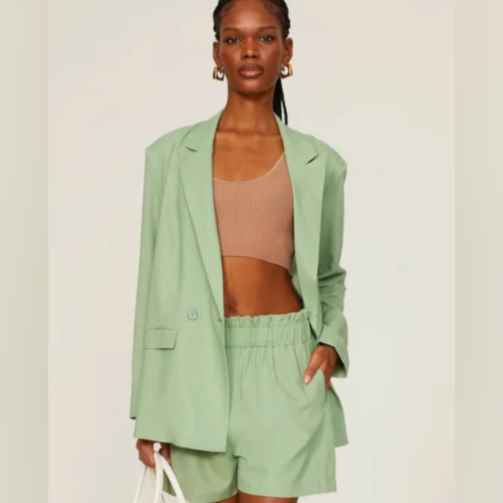 Thakoon Oversized Green Blazer Size 6 Rent The Runway